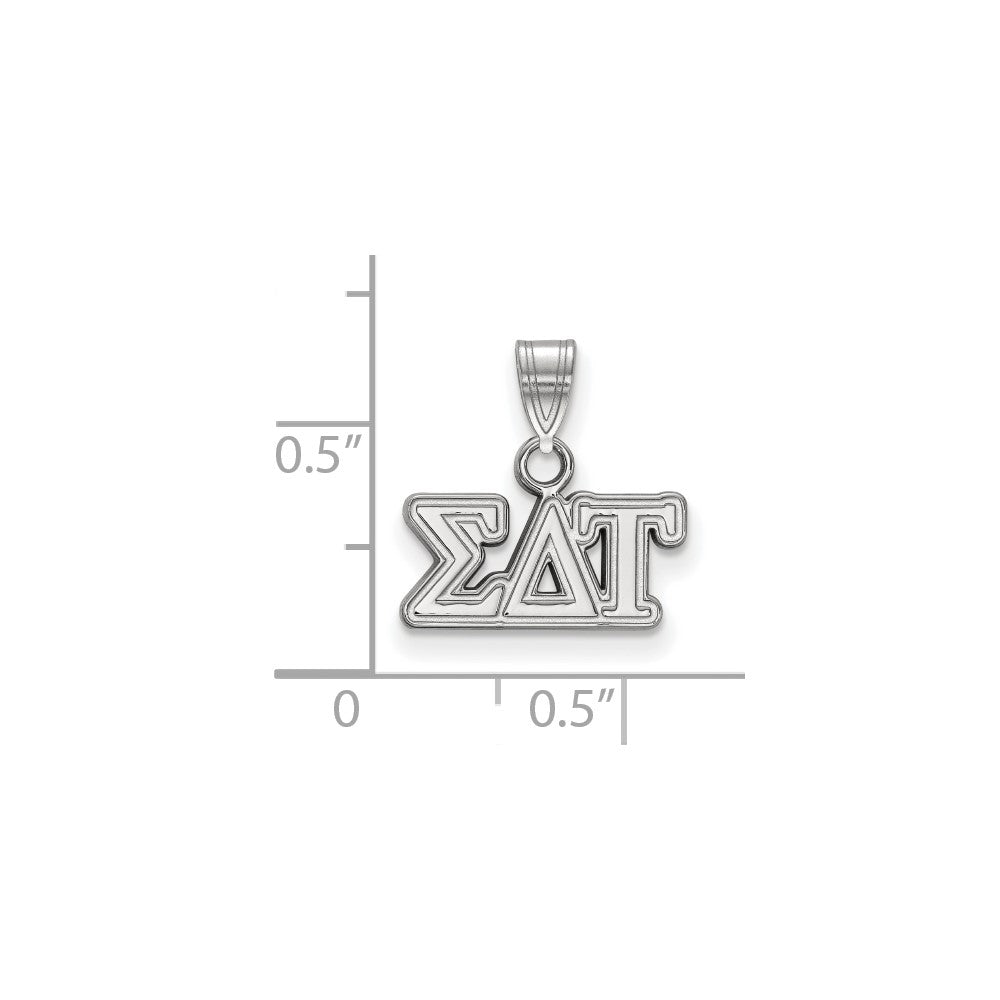 Sterling Silver Rhodium-plated LogoArt Sigma Delta Tau Sorority Greek Letters Small Pendant