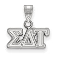 Sterling Silver Rhodium-plated LogoArt Sigma Delta Tau Sorority Greek Letters Small Pendant