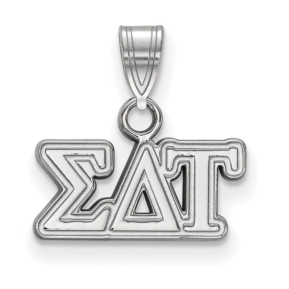Sterling Silver Rhodium-plated LogoArt Sigma Delta Tau Sorority Greek Letters Small Pendant