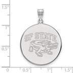 Sterling Silver Rhodium-plated LogoArt San Francisco State University Extra Large Disc Pendant