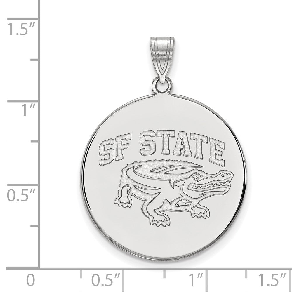 Sterling Silver Rhodium-plated LogoArt San Francisco State University Extra Large Disc Pendant