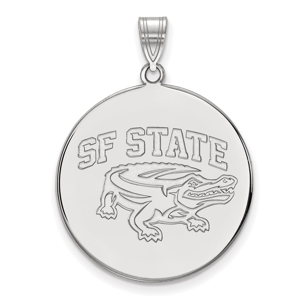 14k White Gold LogoArt San Francisco State University Extra Large Disc Pendant