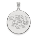 Sterling Silver Rhodium-plated LogoArt San Francisco State University Extra Large Disc Pendant
