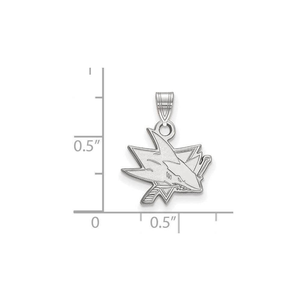 14k White Gold NHL LogoArt San Jose Sharks Small Pendant