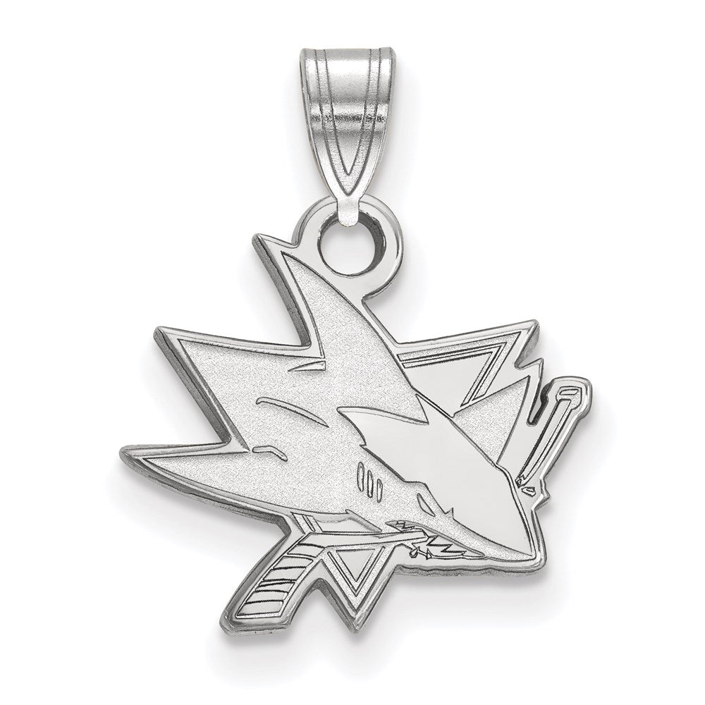 Sterling Silver Rhodium-plated NHL LogoArt San Jose Sharks Small Pendant