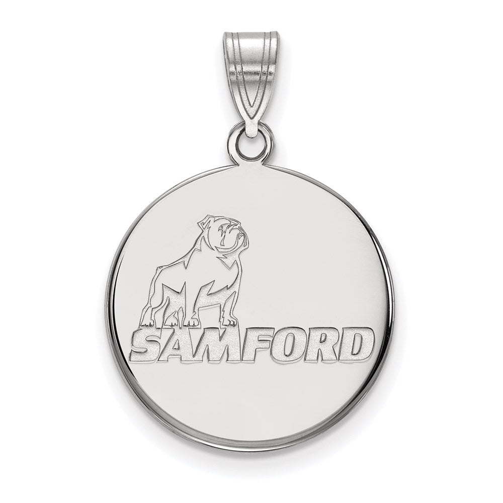 Sterling Silver Rhodium-plated LogoArt Samford University Large Disc Pendant