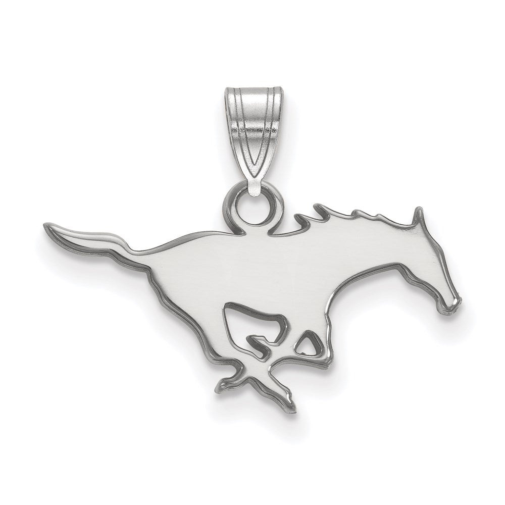 10k White Gold LogoArt Southern Methodist University Mustang Small Pendant