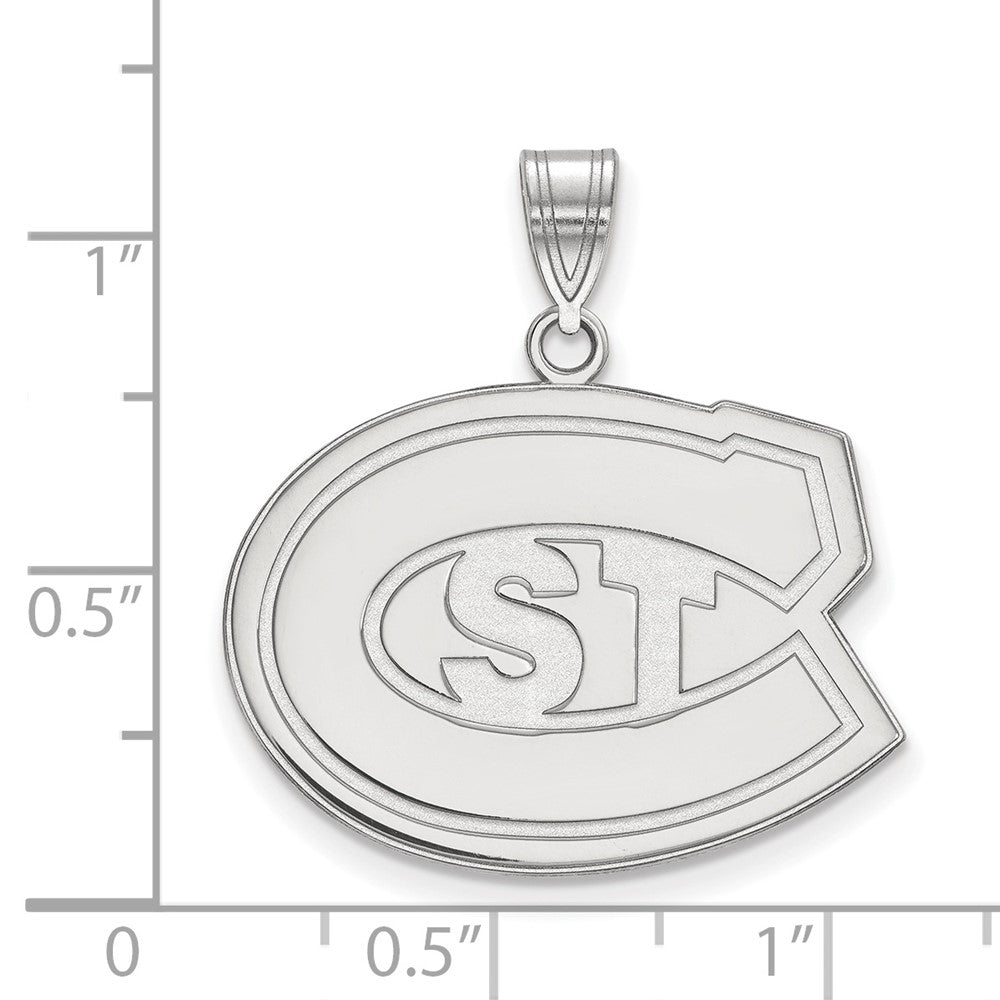 Sterling Silver Rhodium-plated LogoArt St. Cloud State University Large Pendant