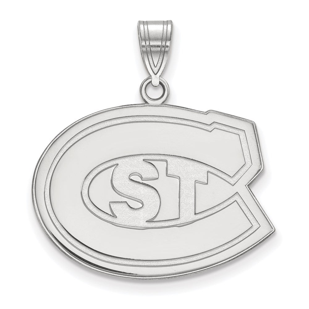 Sterling Silver Rhodium-plated LogoArt St. Cloud State University Large Pendant