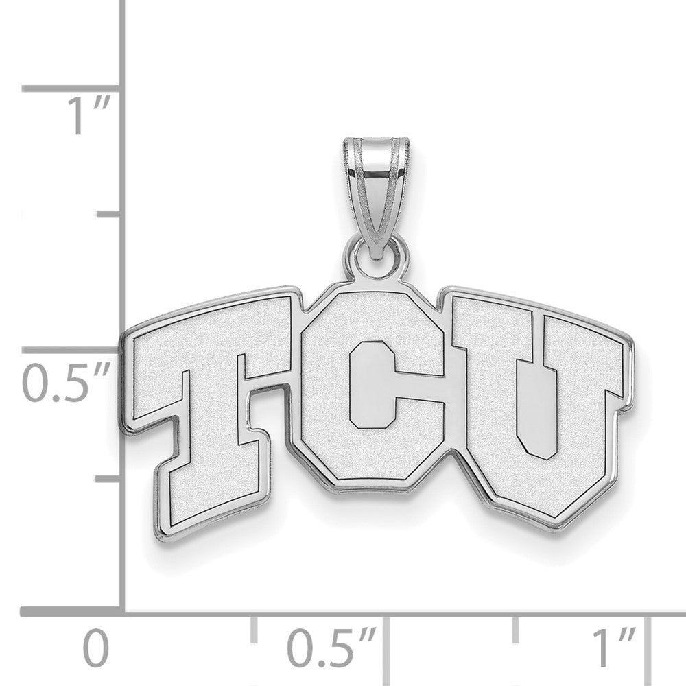 Sterling Silver Rhodium-plated LogoArt Texas Christian University T-C-U Small Pendant