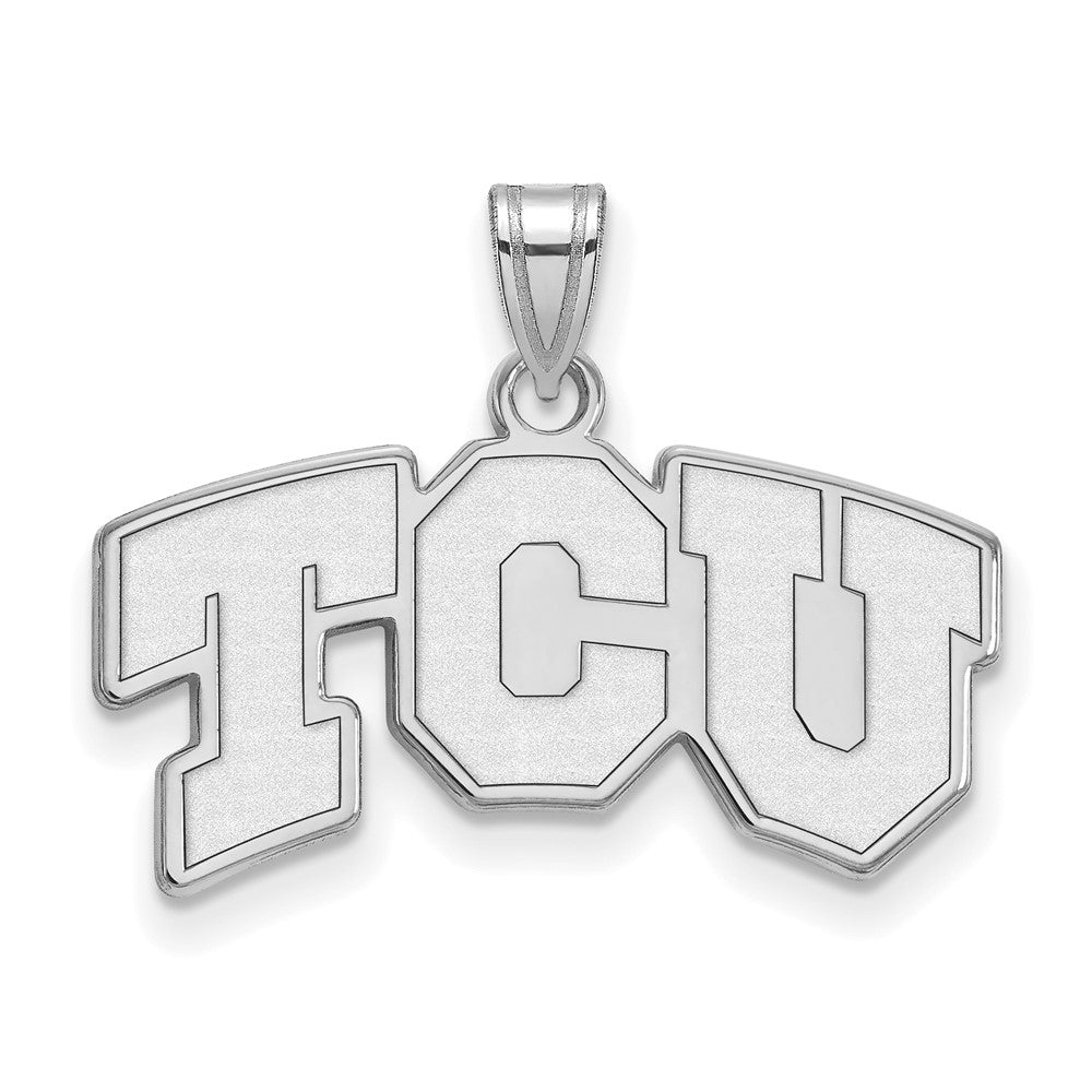 10k White Gold LogoArt Texas Christian University T-C-U Small Pendant