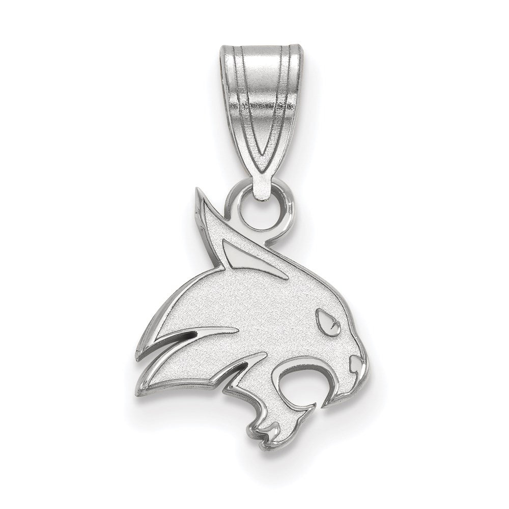 14k White Gold LogoArt Texas State University Bobcat Small Pendant