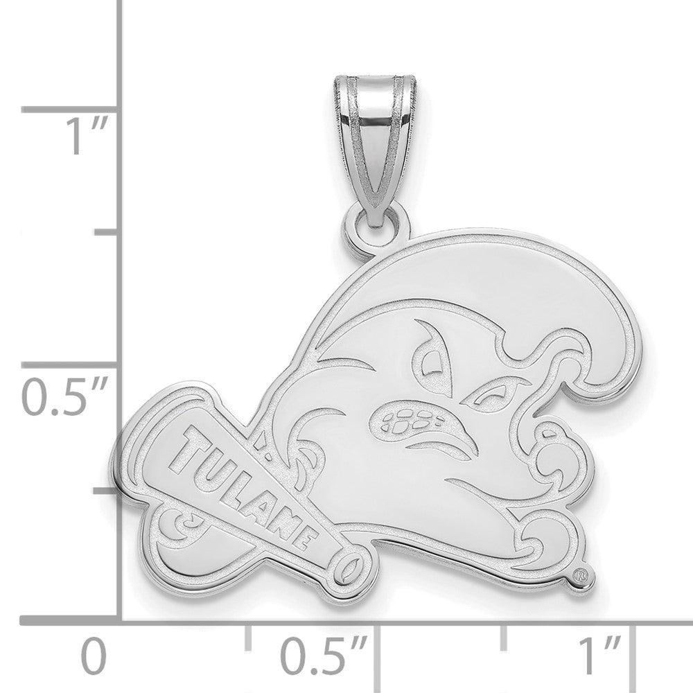 10k White Gold LogoArt Tulane University Large Pendant