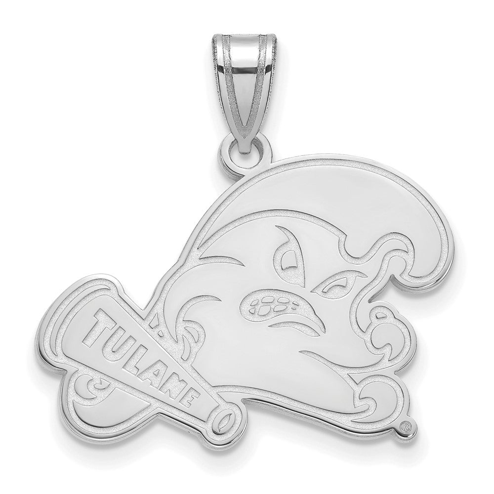 10k White Gold LogoArt Tulane University Large Pendant