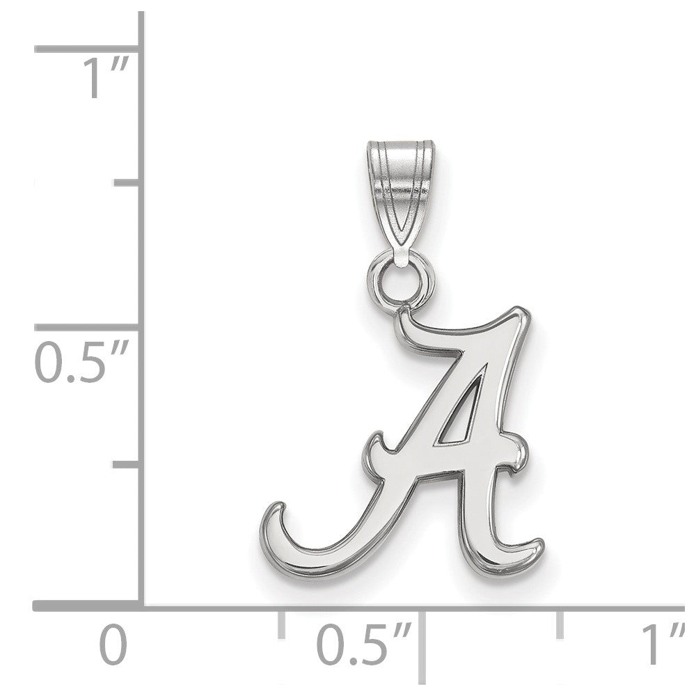 Sterling Silver Rhodium-plated LogoArt University of Alabama Letter A Small Pendant
