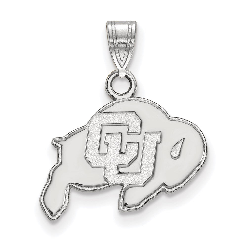 Sterling Silver Rhodium-plated LogoArt University of Colorado Buffalo Small Pendant