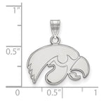 Sterling Silver Rhodium-plated LogoArt University of Iowa Hawk Small Pendant