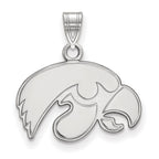 Sterling Silver Rhodium-plated LogoArt University of Iowa Hawk Small Pendant
