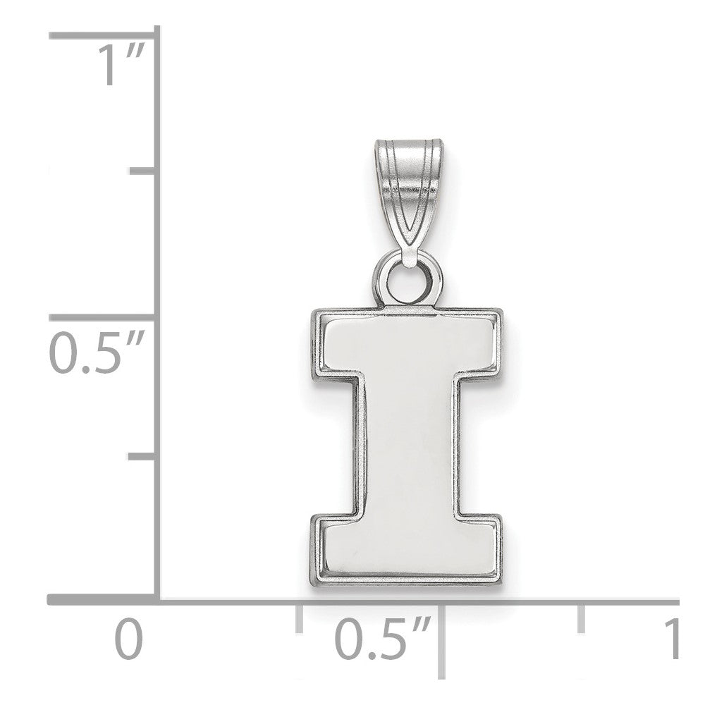10k White Gold LogoArt University of Illinois Letter I Small Pendant