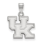 Sterling Silver Rhodium-plated LogoArt University of Kentucky U-K Small Pendant