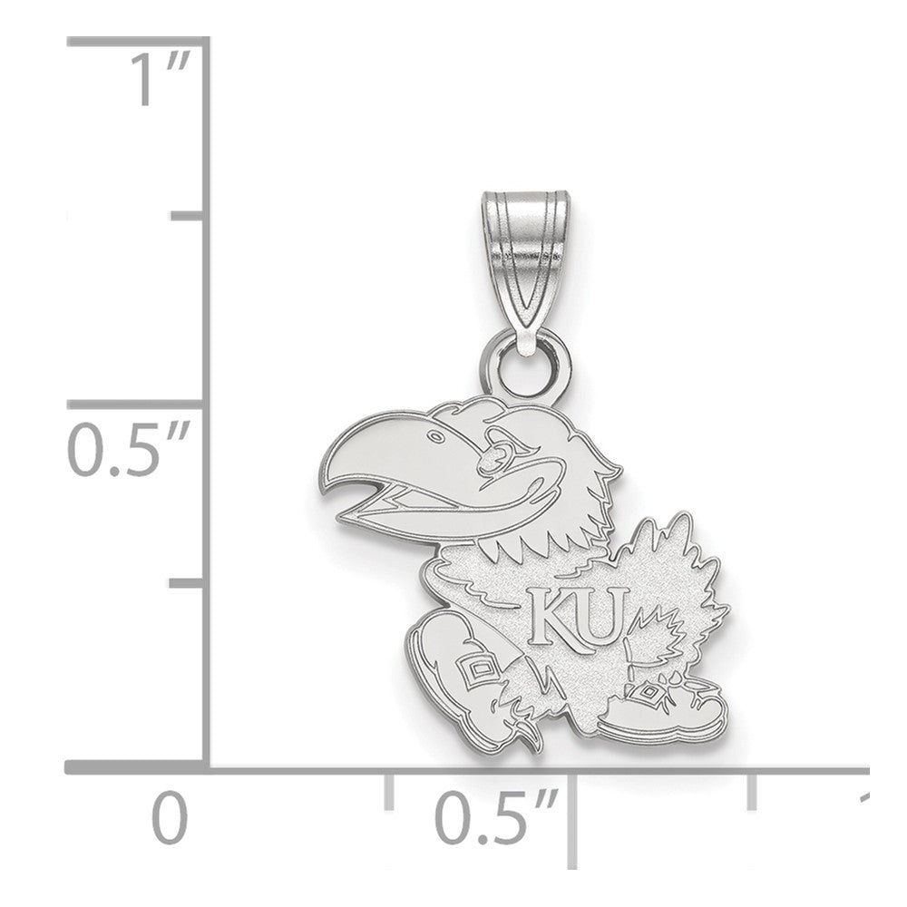 14k White Gold LogoArt University of Kansas Jayhawk Small Pendant