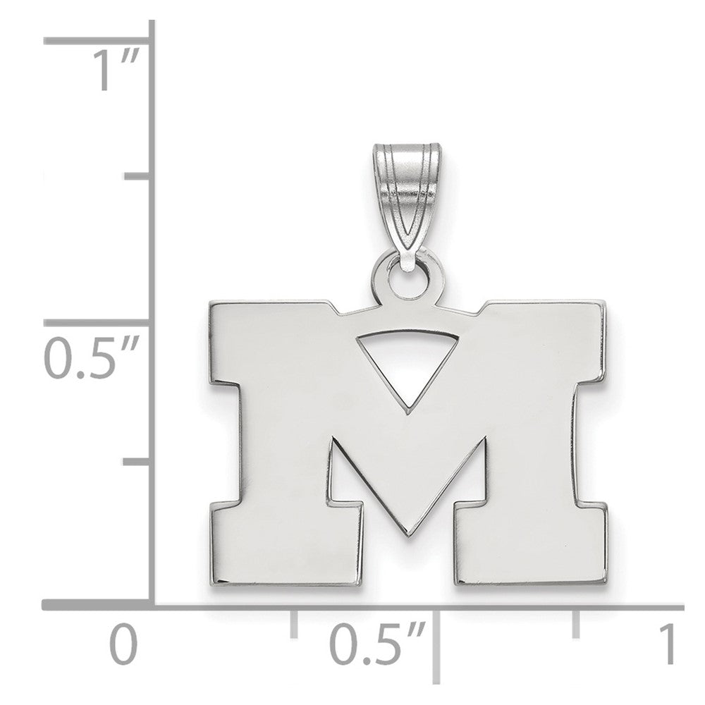 10k White Gold LogoArt University of Michigan Letter M Small Pendant