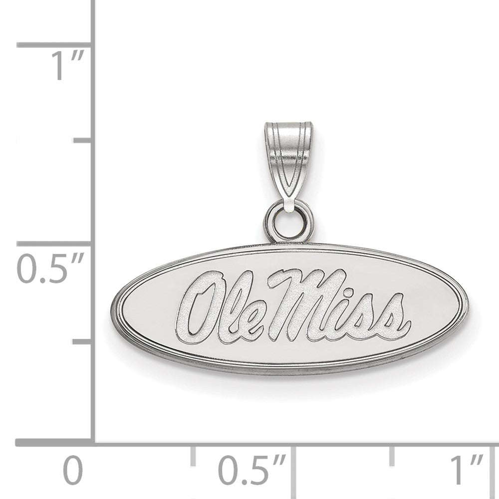 14k White Gold LogoArt University of Mississippi Ole Miss Small Oval Pendant