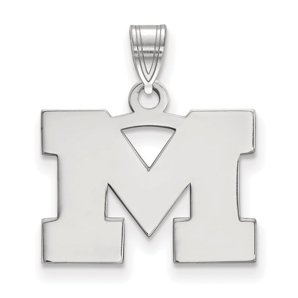 10k White Gold LogoArt University of Michigan Letter M Small Pendant