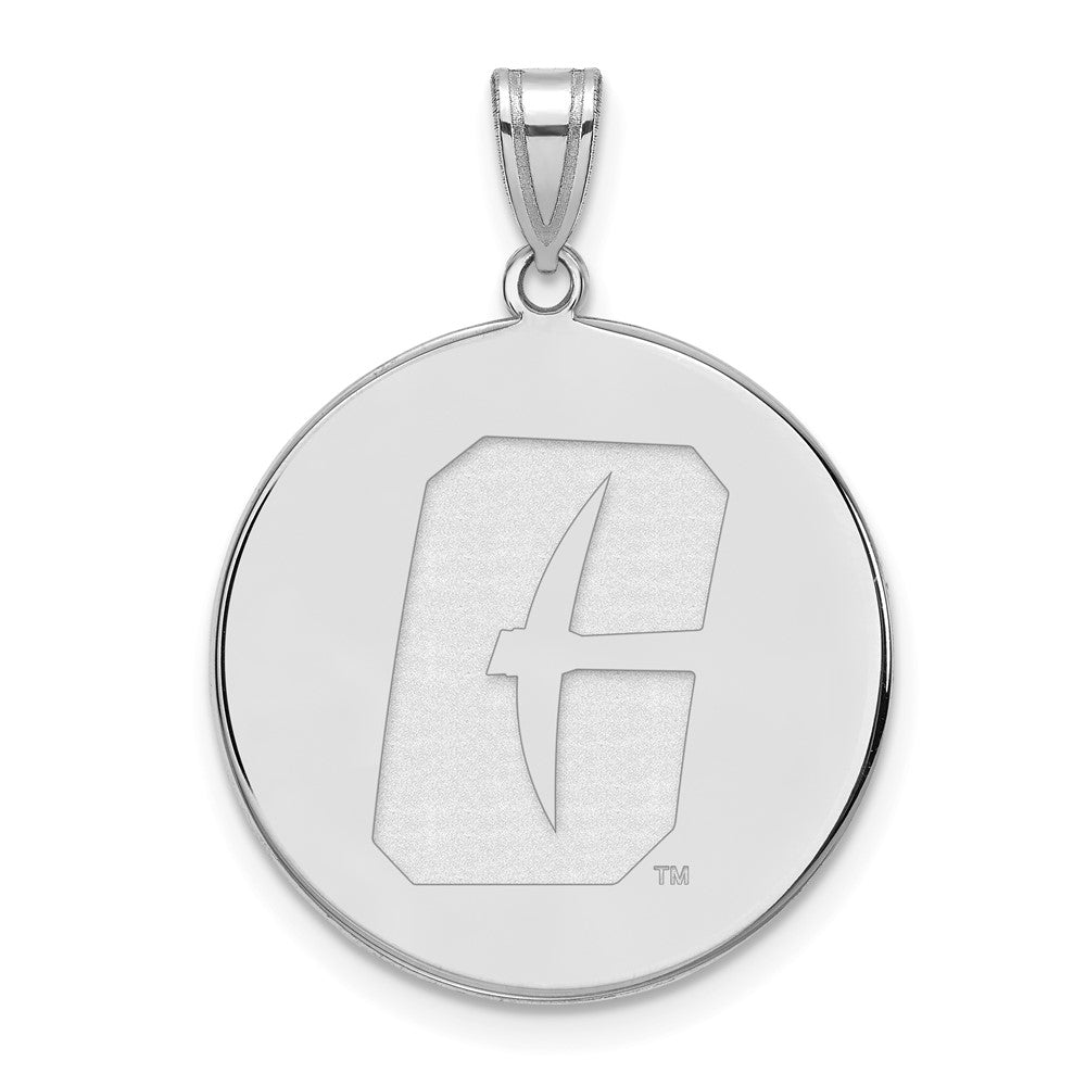 Sterling Silver Rhodium-plated LogoArt University of North Carolina at Charlotte 49ers Extra Large Disc Pendant