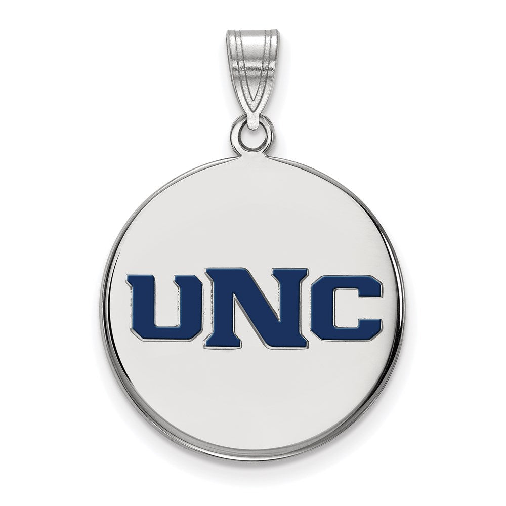 Sterling Silver Rhodium-plated LogoArt U of Northern Colorado U-N-C Large Enameled Disc Pendant