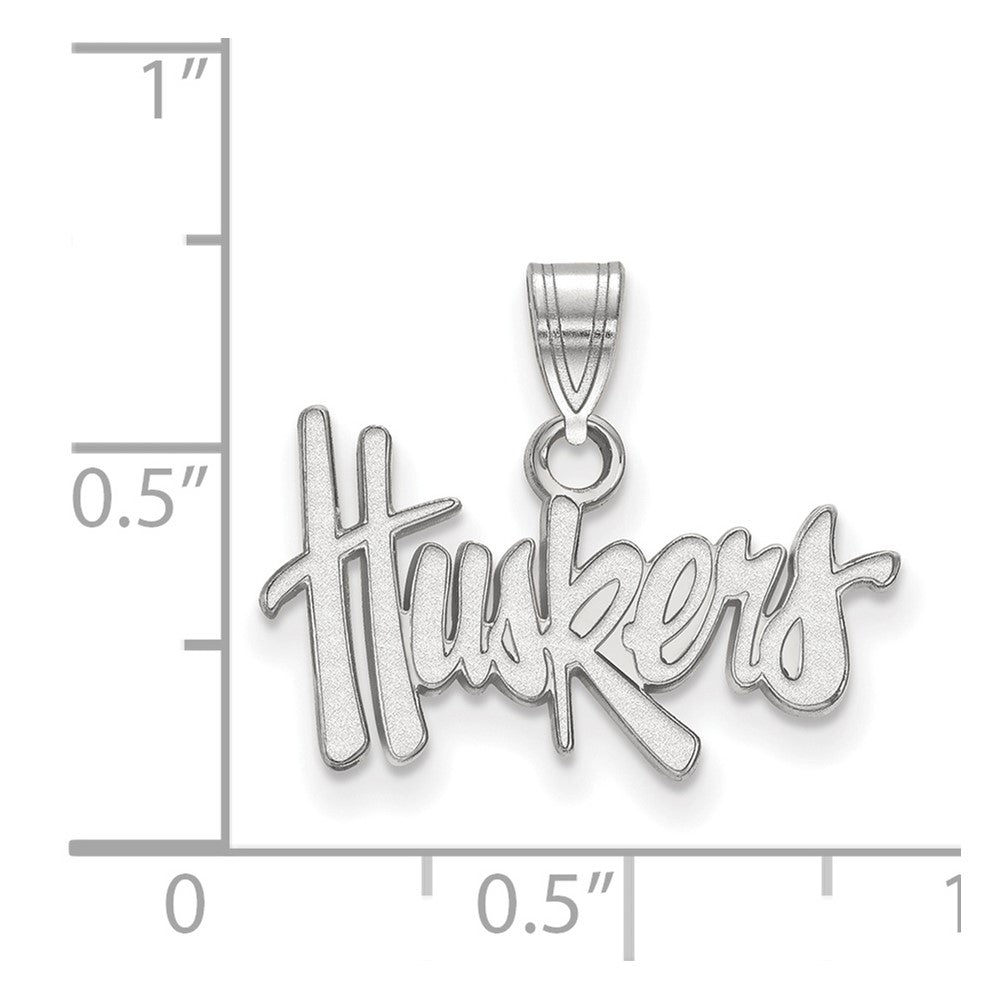 Sterling Silver Rhodium-plated LogoArt University of Nebraska Huskers Small Pendant