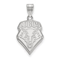 Sterling Silver Rhodium-plated LogoArt University of New Mexico Lobos Large Pendant