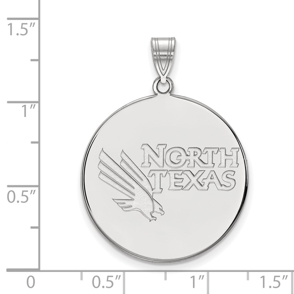 Sterling Silver Rhodium-plated LogoArt University of North Texas Extra Large Disc Pendant