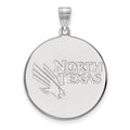 Sterling Silver Rhodium-plated LogoArt University of North Texas Extra Large Disc Pendant