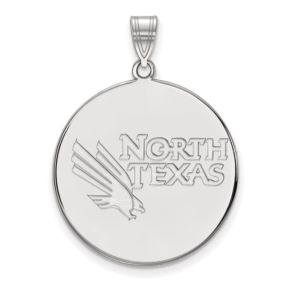 Sterling Silver Rhodium-plated LogoArt University of North Texas Extra Large Disc Pendant