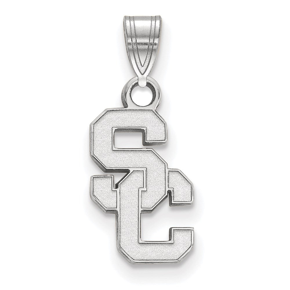 Sterling Silver Rhodium-plated University of Southern California S-C Small Pendant