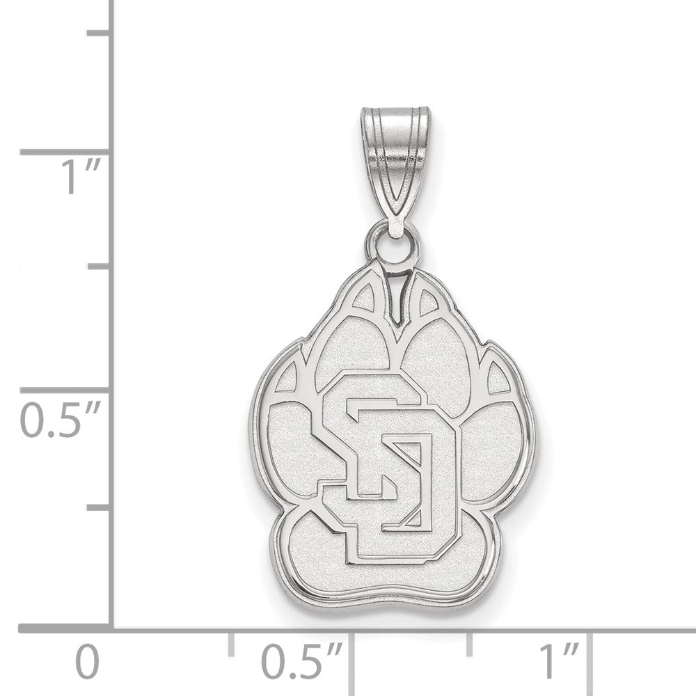 Sterling Silver Rhodium-plated LogoArt University of South Dakota Large Pendant