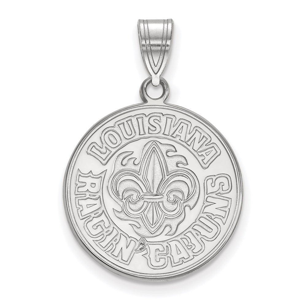 14k White Gold LogoArt University of Louisiana at Lafayette Large Pendant