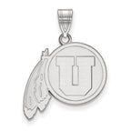 Sterling Silver Rhodium-plated LogoArt University of Utah Large Pendant
