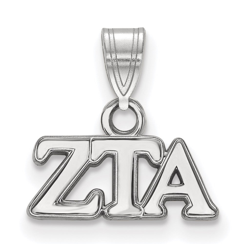 Sterling Silver Rhodium-plated LogoArt Zeta Tau Alpha Sorority Greek Letters Small Pendant