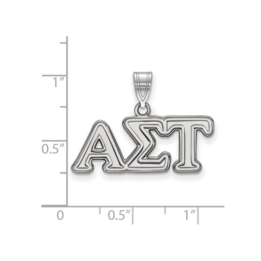 Sterling Silver Rhodium-plated LogoArt Alpha Sigma Tau Sorority Greek Letters Medium Pendant
