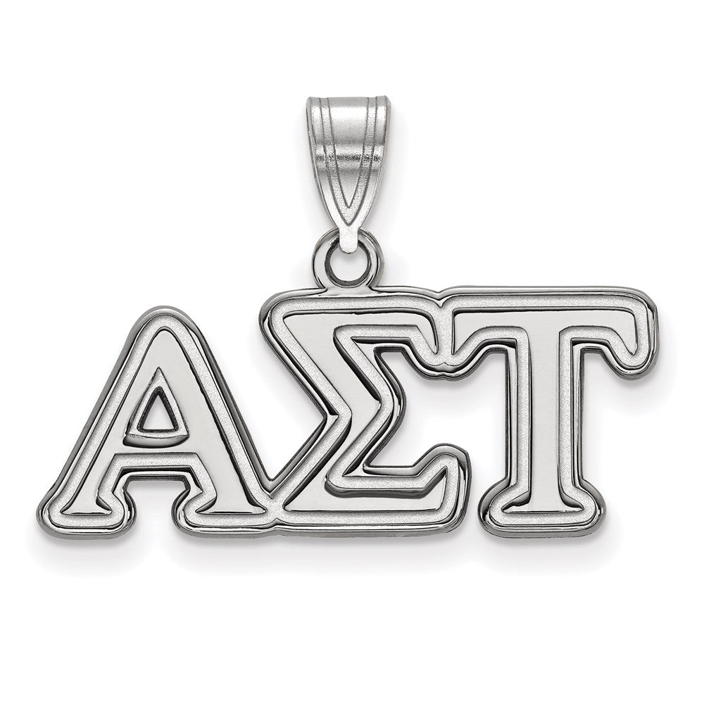 Sterling Silver Rhodium-plated LogoArt Alpha Sigma Tau Sorority Greek Letters Medium Pendant