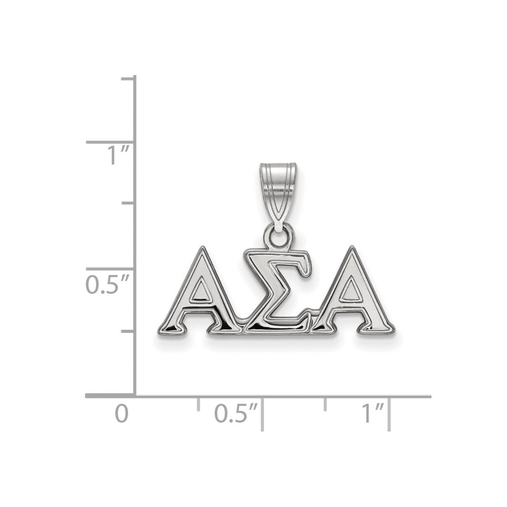 Sterling Silver Rhodium-plated LogoArt Alpha Sigma Alpha Sorority Greek Letters Medium Pendant