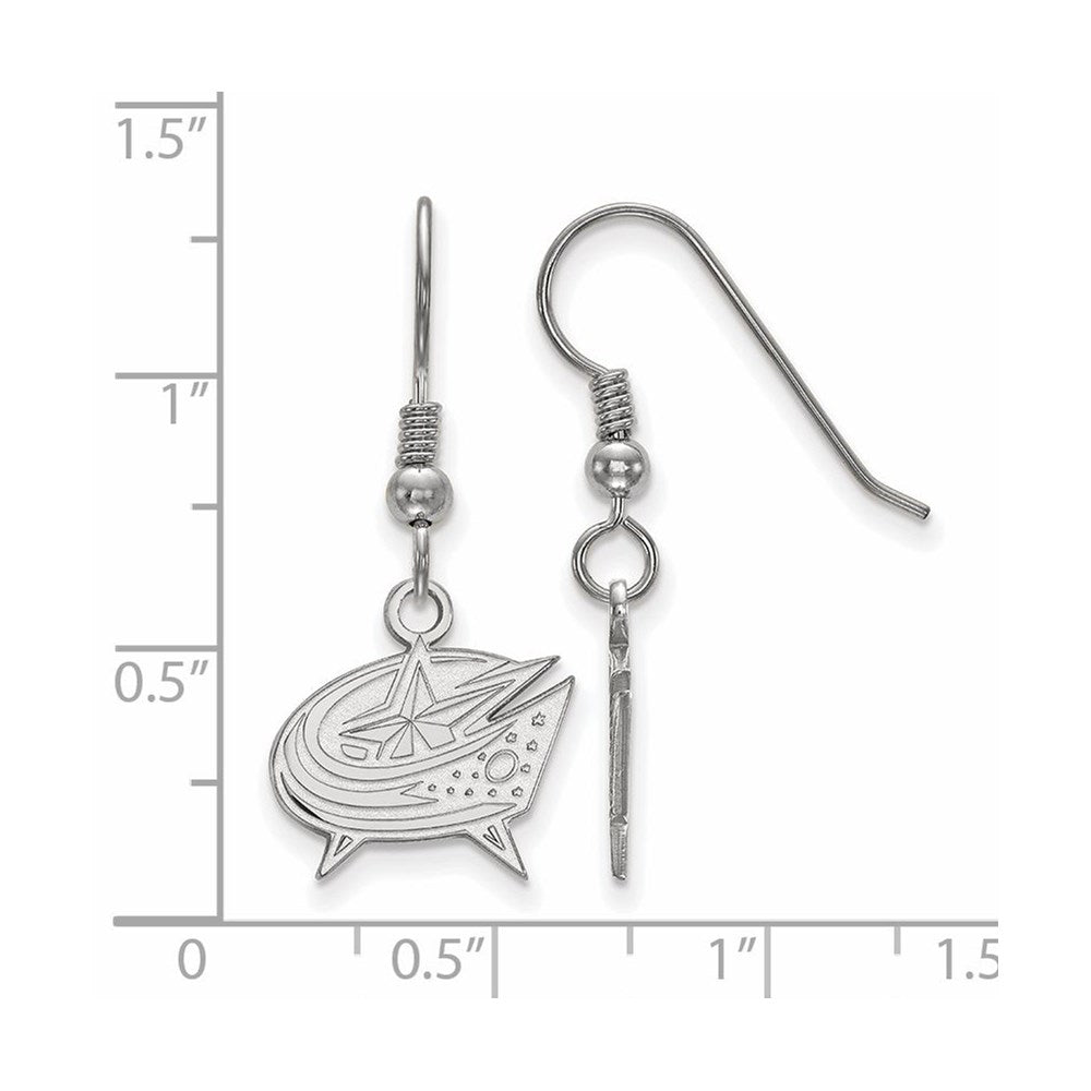 Sterling Silver Rhodium-plated NHL LogoArt Columbus Blue Jackets Small Dangle Earrings
