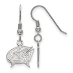 Sterling Silver Rhodium-plated NHL LogoArt Columbus Blue Jackets Small Dangle Earrings