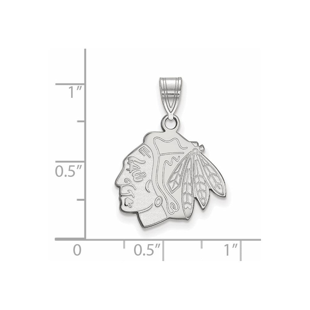 Sterling Silver Rhodium-plated NHL LogoArt Chicago Blackhawks Medium Pendant
