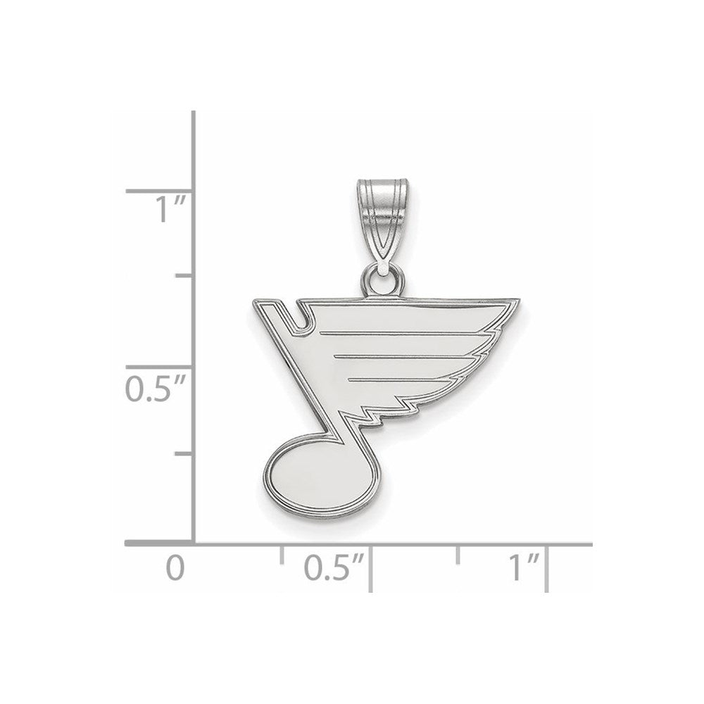 Sterling Silver Rhodium-plated NHL LogoArt St. Louis Blues Medium Pendant