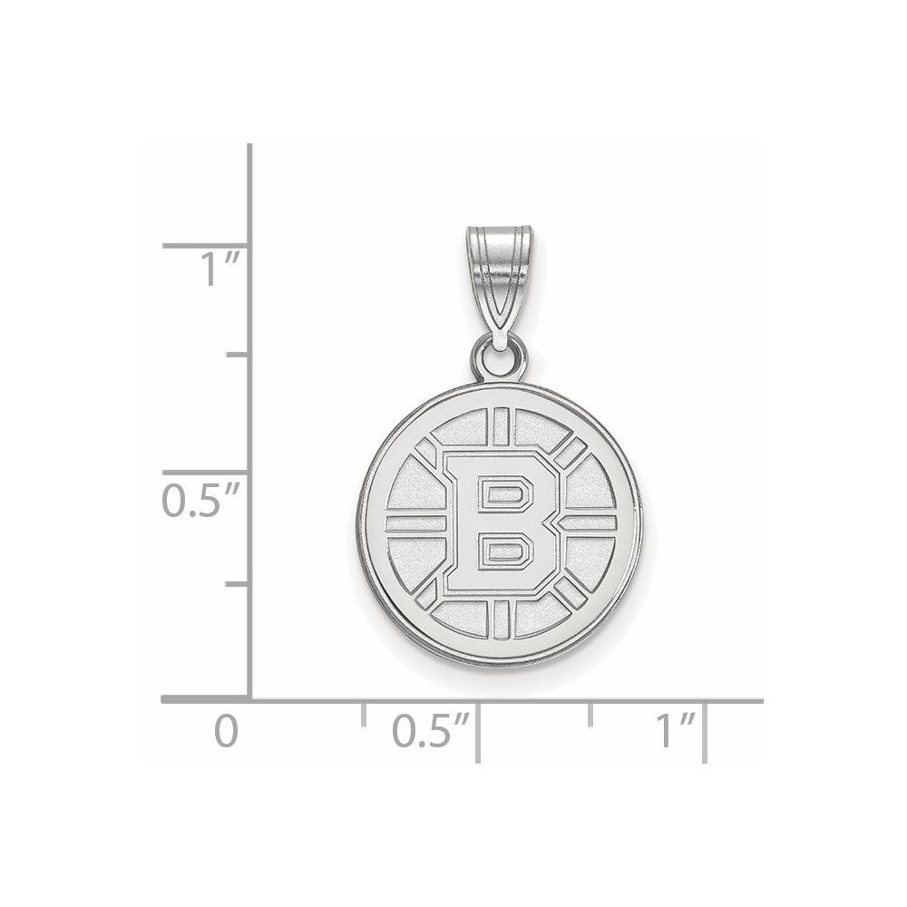 14k White Gold NHL LogoArt Boston Bruins Medium Pendant