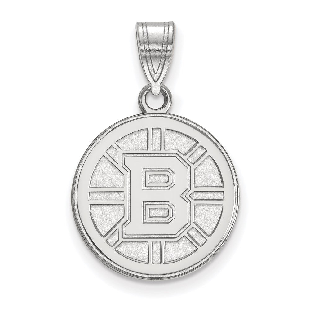 14k White Gold NHL LogoArt Boston Bruins Medium Pendant