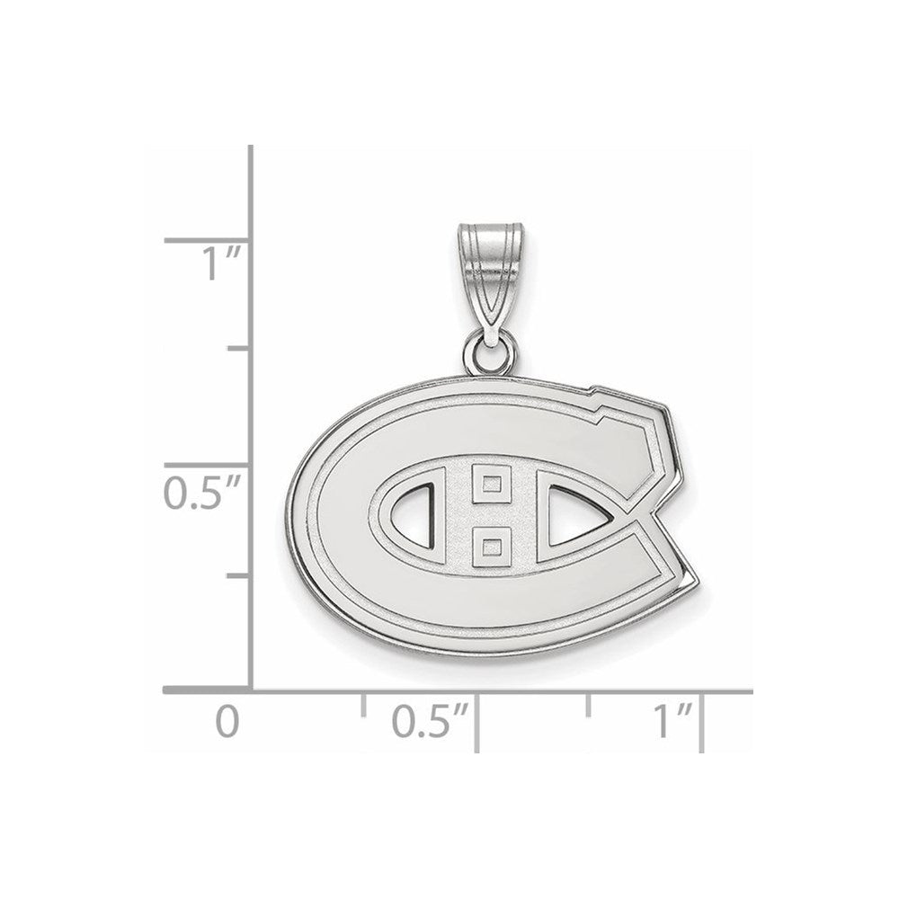 Sterling Silver Rhodium-plated NHL LogoArt Montreal Canadiens Medium Pendant